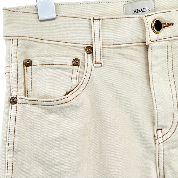 KHAITE Wendell Jean in Ivory - Cream White Brown Stitching Trim Jeans sz 25 - Picture 5 of 16